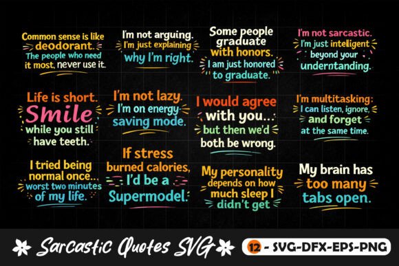 Download Funny Sarcastic Quotes SVG Typography - Sarcastic Collection