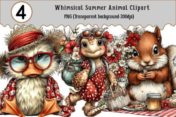 Download Whimsical Summer Animal Clipart - Summer animal Collection